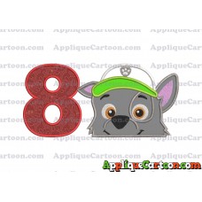 Rocky Paw Patrol Applique Embroidery Design Birthday Number 8