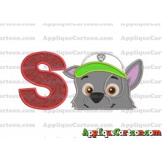 Rocky Paw Patrol Applique Embroidery Design With Alphabet S