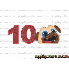 Rolly Puppy Dog Pals Head 01 Applique Embroidery Design Birthday Number 10