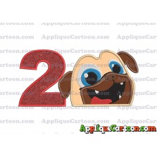 Rolly Puppy Dog Pals Head 01 Applique Embroidery Design Birthday Number 2