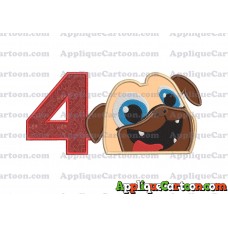 Rolly Puppy Dog Pals Head 01 Applique Embroidery Design Birthday Number 4