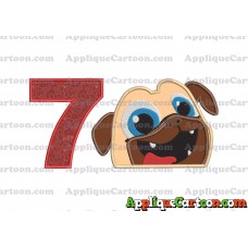 Rolly Puppy Dog Pals Head 01 Applique Embroidery Design Birthday Number 7