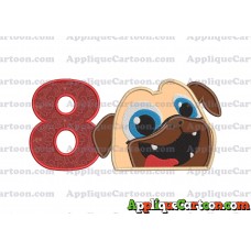 Rolly Puppy Dog Pals Head 01 Applique Embroidery Design Birthday Number 8