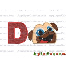 Rolly Puppy Dog Pals Head 01 Applique Embroidery Design With Alphabet D