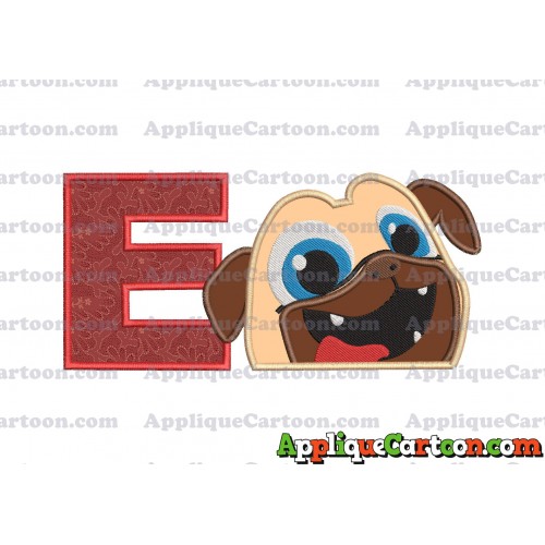 Rolly Puppy Dog Pals Head 01 Applique Embroidery Design With Alphabet E