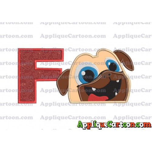 Rolly Puppy Dog Pals Head 01 Applique Embroidery Design With Alphabet F