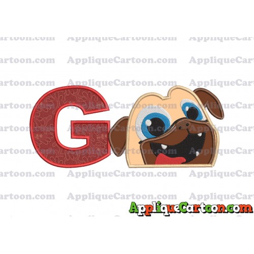 Rolly Puppy Dog Pals Head 01 Applique Embroidery Design With Alphabet G