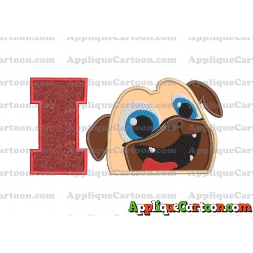 Rolly Puppy Dog Pals Head 01 Applique Embroidery Design With Alphabet I