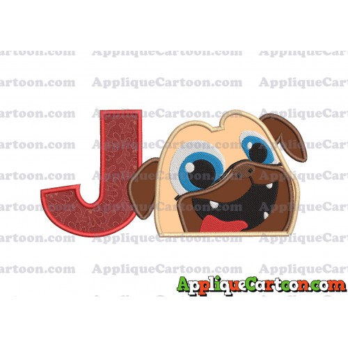 Rolly Puppy Dog Pals Head 01 Applique Embroidery Design With Alphabet J