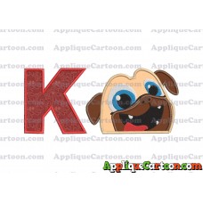 Rolly Puppy Dog Pals Head 01 Applique Embroidery Design With Alphabet K