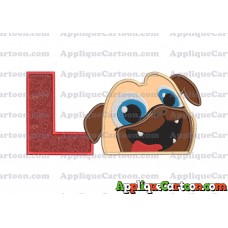Rolly Puppy Dog Pals Head 01 Applique Embroidery Design With Alphabet L