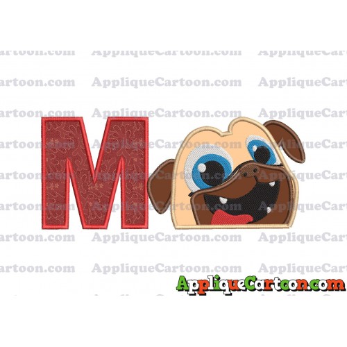 Rolly Puppy Dog Pals Head 01 Applique Embroidery Design With Alphabet M