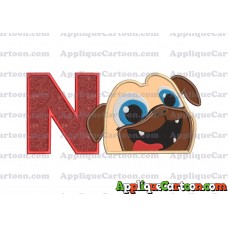 Rolly Puppy Dog Pals Head 01 Applique Embroidery Design With Alphabet N