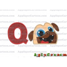 Rolly Puppy Dog Pals Head 01 Applique Embroidery Design With Alphabet Q