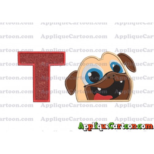 Rolly Puppy Dog Pals Head 01 Applique Embroidery Design With Alphabet T