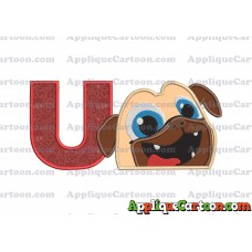 Rolly Puppy Dog Pals Head 01 Applique Embroidery Design With Alphabet U