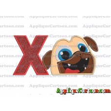 Rolly Puppy Dog Pals Head 01 Applique Embroidery Design With Alphabet X