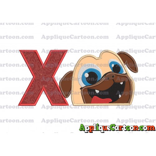 Rolly Puppy Dog Pals Head 01 Applique Embroidery Design With Alphabet X