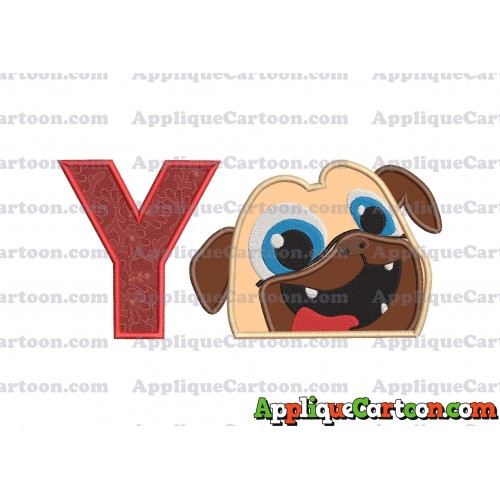 Rolly Puppy Dog Pals Head 01 Applique Embroidery Design With Alphabet Y