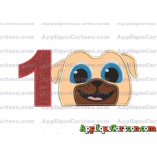 Rolly Puppy Dog Pals Head 02 Applique Embroidery Design Birthday Number 1