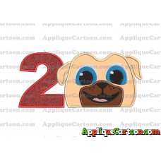 Rolly Puppy Dog Pals Head 02 Applique Embroidery Design Birthday Number 2