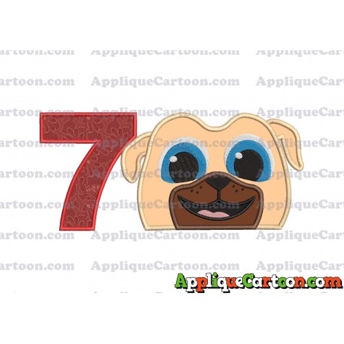 Rolly Puppy Dog Pals Head 02 Applique Embroidery Design Birthday Number 7