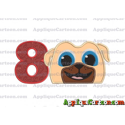 Rolly Puppy Dog Pals Head 02 Applique Embroidery Design Birthday Number 8