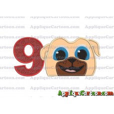 Rolly Puppy Dog Pals Head 02 Applique Embroidery Design Birthday Number 9