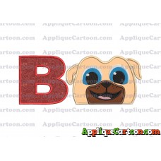 Rolly Puppy Dog Pals Head 02 Applique Embroidery Design With Alphabet B