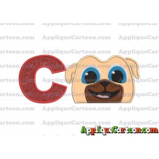 Rolly Puppy Dog Pals Head 02 Applique Embroidery Design With Alphabet C