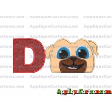 Rolly Puppy Dog Pals Head 02 Applique Embroidery Design With Alphabet D