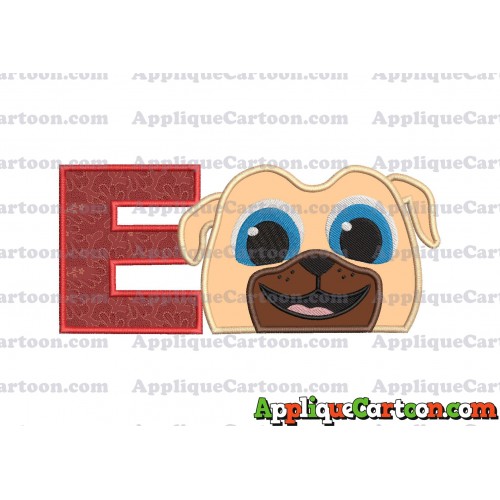 Rolly Puppy Dog Pals Head 02 Applique Embroidery Design With Alphabet E