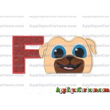 Rolly Puppy Dog Pals Head 02 Applique Embroidery Design With Alphabet F