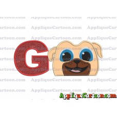 Rolly Puppy Dog Pals Head 02 Applique Embroidery Design With Alphabet G
