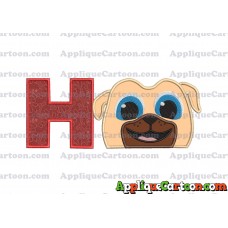 Rolly Puppy Dog Pals Head 02 Applique Embroidery Design With Alphabet H