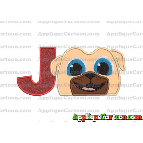Rolly Puppy Dog Pals Head 02 Applique Embroidery Design With Alphabet J