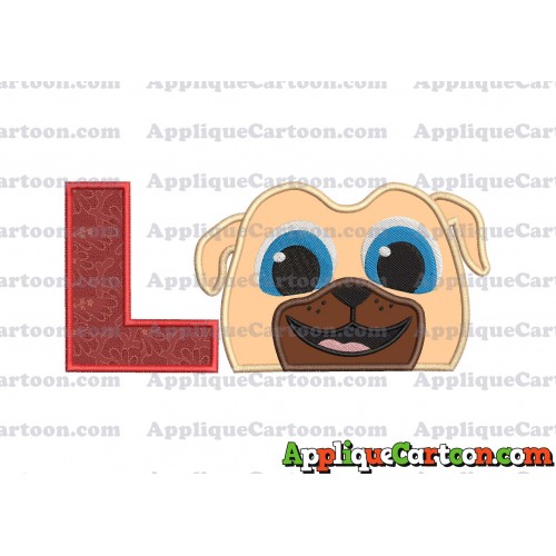 Rolly Puppy Dog Pals Head 02 Applique Embroidery Design With Alphabet L