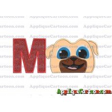 Rolly Puppy Dog Pals Head 02 Applique Embroidery Design With Alphabet M