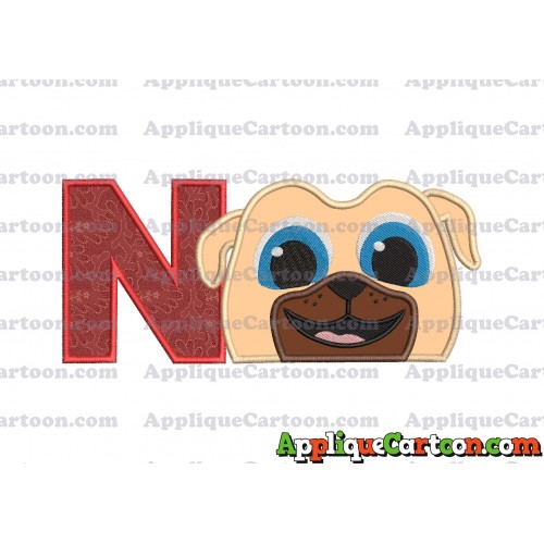 Rolly Puppy Dog Pals Head 02 Applique Embroidery Design With Alphabet N