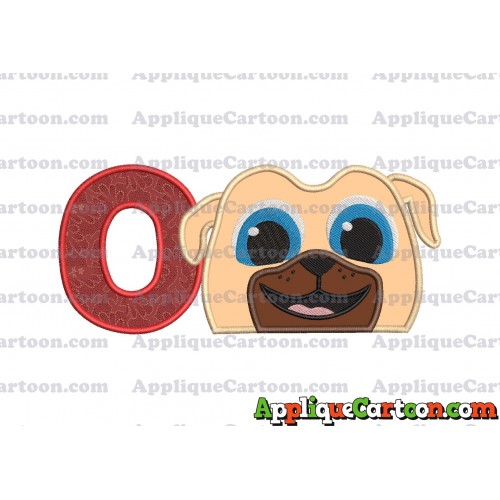 Rolly Puppy Dog Pals Head 02 Applique Embroidery Design With Alphabet O