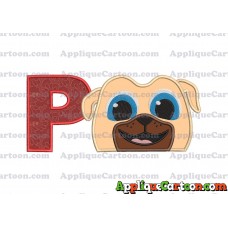 Rolly Puppy Dog Pals Head 02 Applique Embroidery Design With Alphabet P