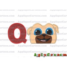 Rolly Puppy Dog Pals Head 02 Applique Embroidery Design With Alphabet Q