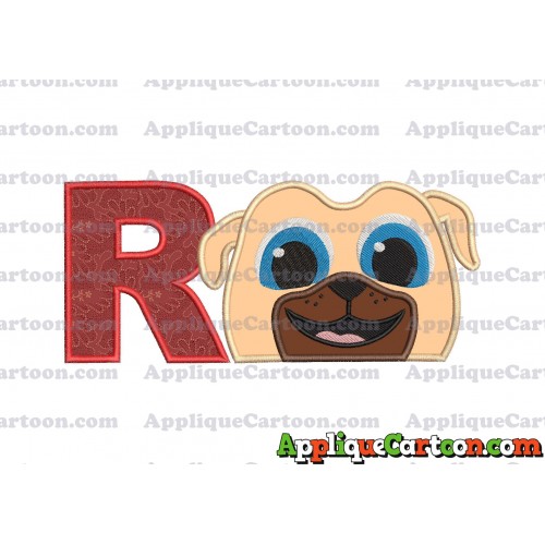 Rolly Puppy Dog Pals Head 02 Applique Embroidery Design With Alphabet R