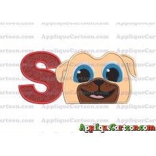 Rolly Puppy Dog Pals Head 02 Applique Embroidery Design With Alphabet S