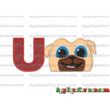 Rolly Puppy Dog Pals Head 02 Applique Embroidery Design With Alphabet U