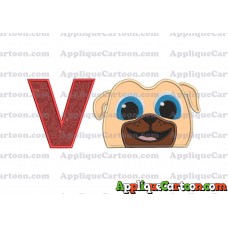 Rolly Puppy Dog Pals Head 02 Applique Embroidery Design With Alphabet V