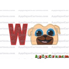 Rolly Puppy Dog Pals Head 02 Applique Embroidery Design With Alphabet W