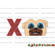 Rolly Puppy Dog Pals Head 02 Applique Embroidery Design With Alphabet X