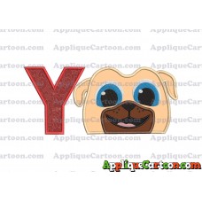 Rolly Puppy Dog Pals Head 02 Applique Embroidery Design With Alphabet Y