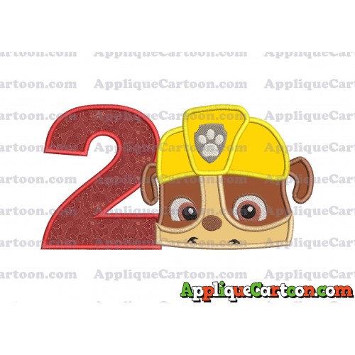 Rubble Paw Patrol Head Applique Embroidery Design Birthday Number 2